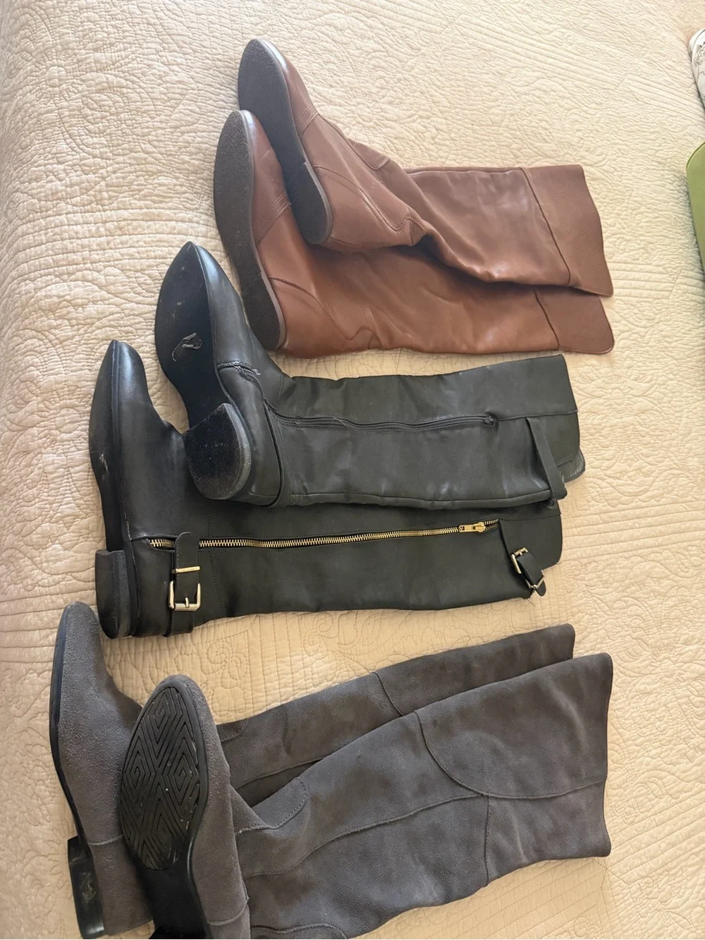 Classic Over-the-Knee Boots — Brown, Black & Gray Trio